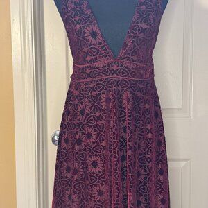 Free People - Beautiful Date Night, Velvet Sheer Slip Dress, Fit and Flare Style